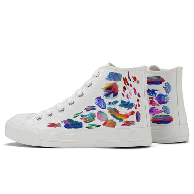 Oil Paint Strokes High Top Canvas Shoes