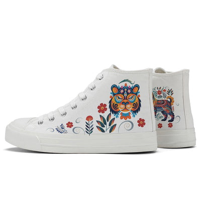 Floral Lion High Top Canvas Shoes