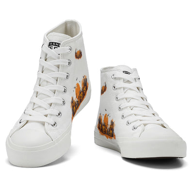 Halloween Pumpkin Skull High Top Canvas Shoes