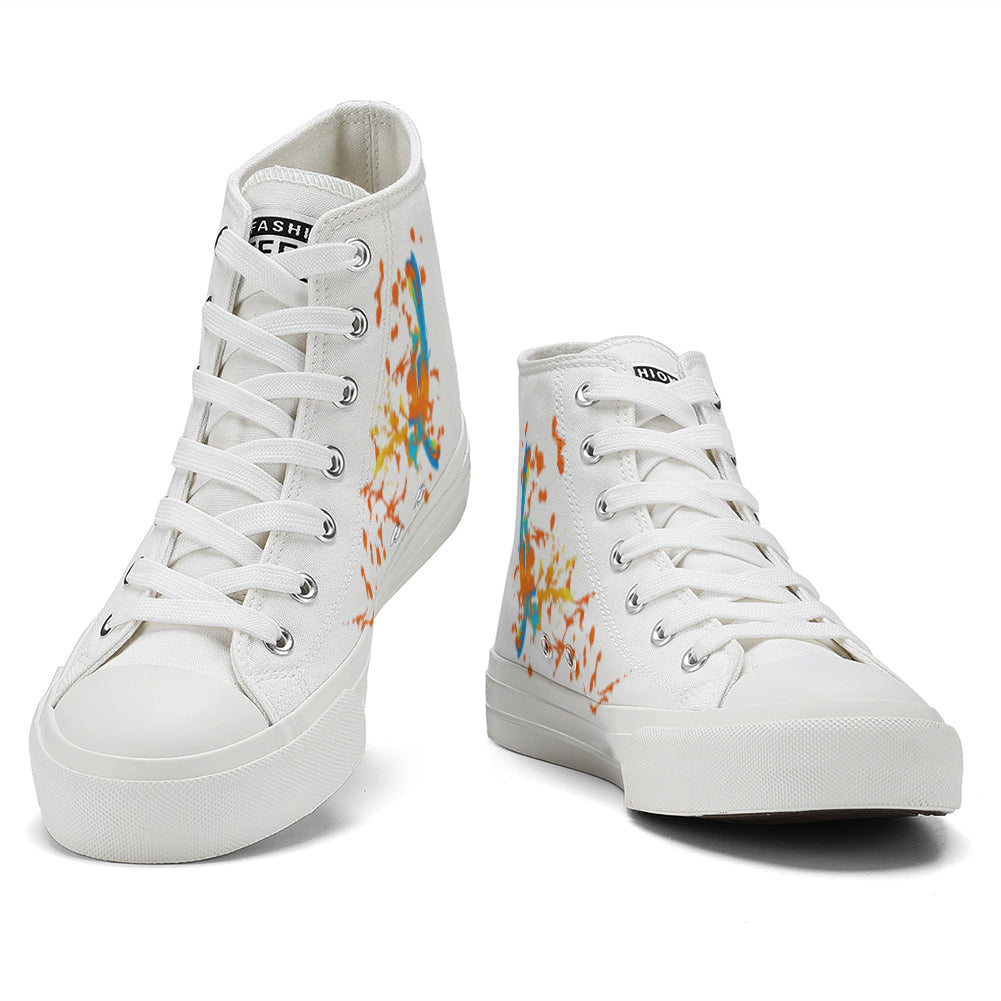 Colorful Splatter Oil Painting High Top Canvas Shoes