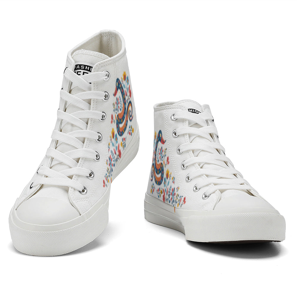 Floral Snake High Top Canvas Shoes