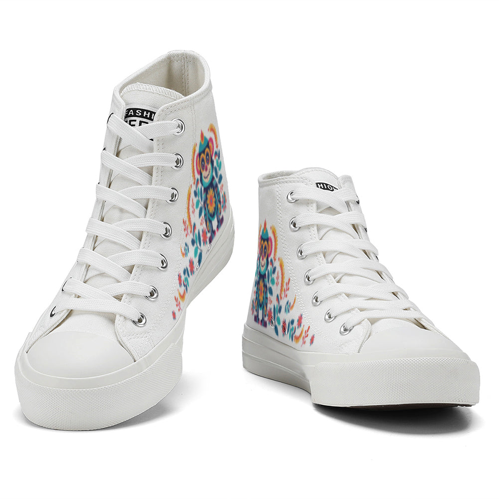 Floral Monkey High Top Canvas Shoes