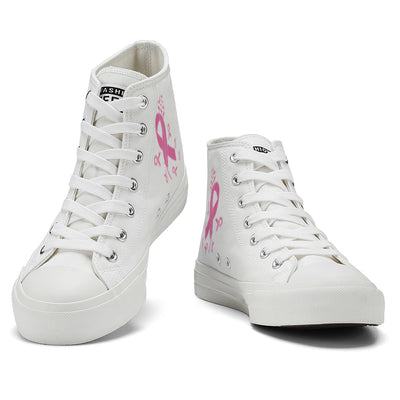 Zipper Breast Cancer High Top Canvas Shoes