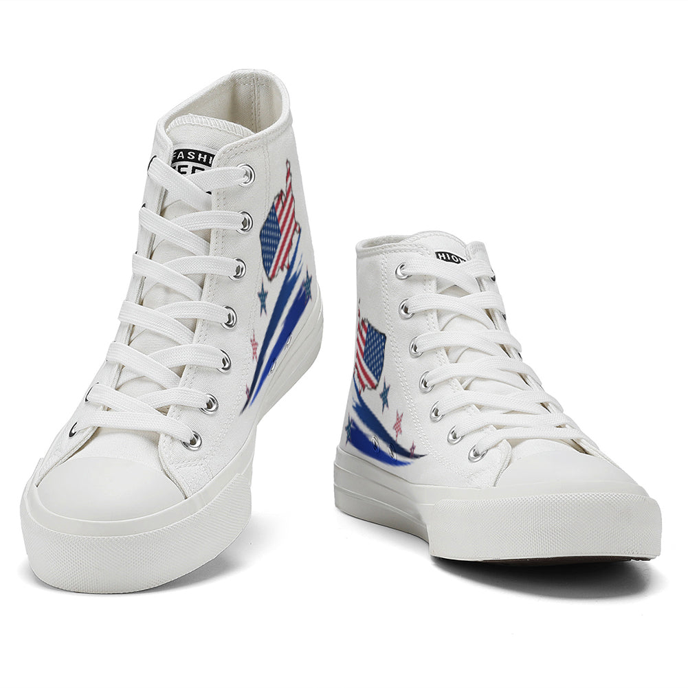 American Flag High Top Canvas Shoes