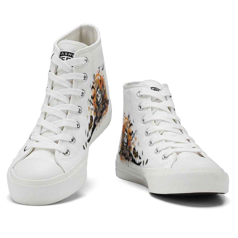 Halloween Skull High Top Canvas Shoes