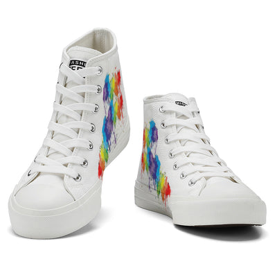 Colorful Splatter Deer High Top Canvas Shoes