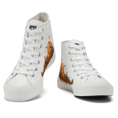 Halloween Pumpkin Skull High Top Canvas Shoes