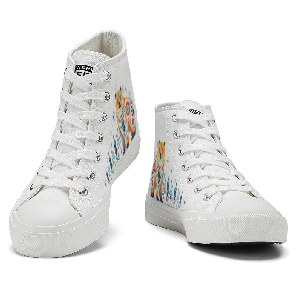 Floral Beer High Top Canvas Shoes