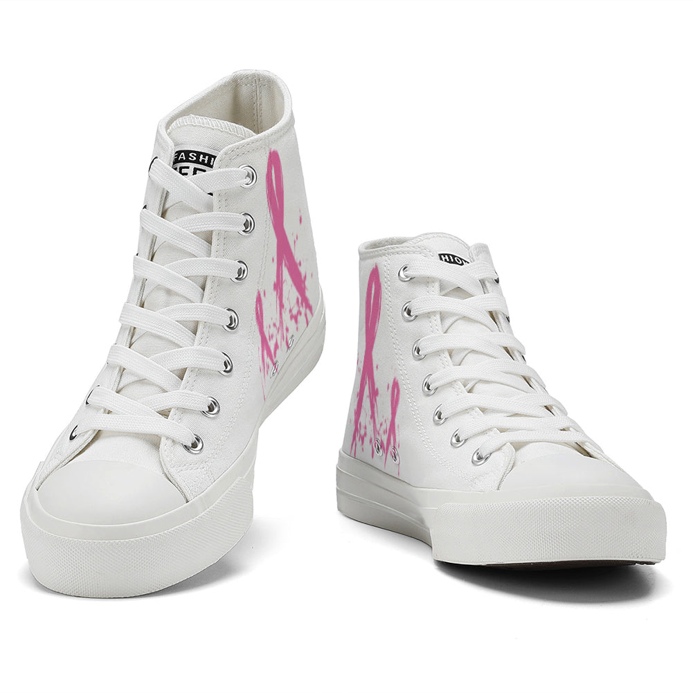 Breast Cancer High Top Canvas Shoes