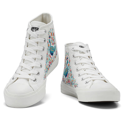 Floral Peacock High Top Canvas Shoes