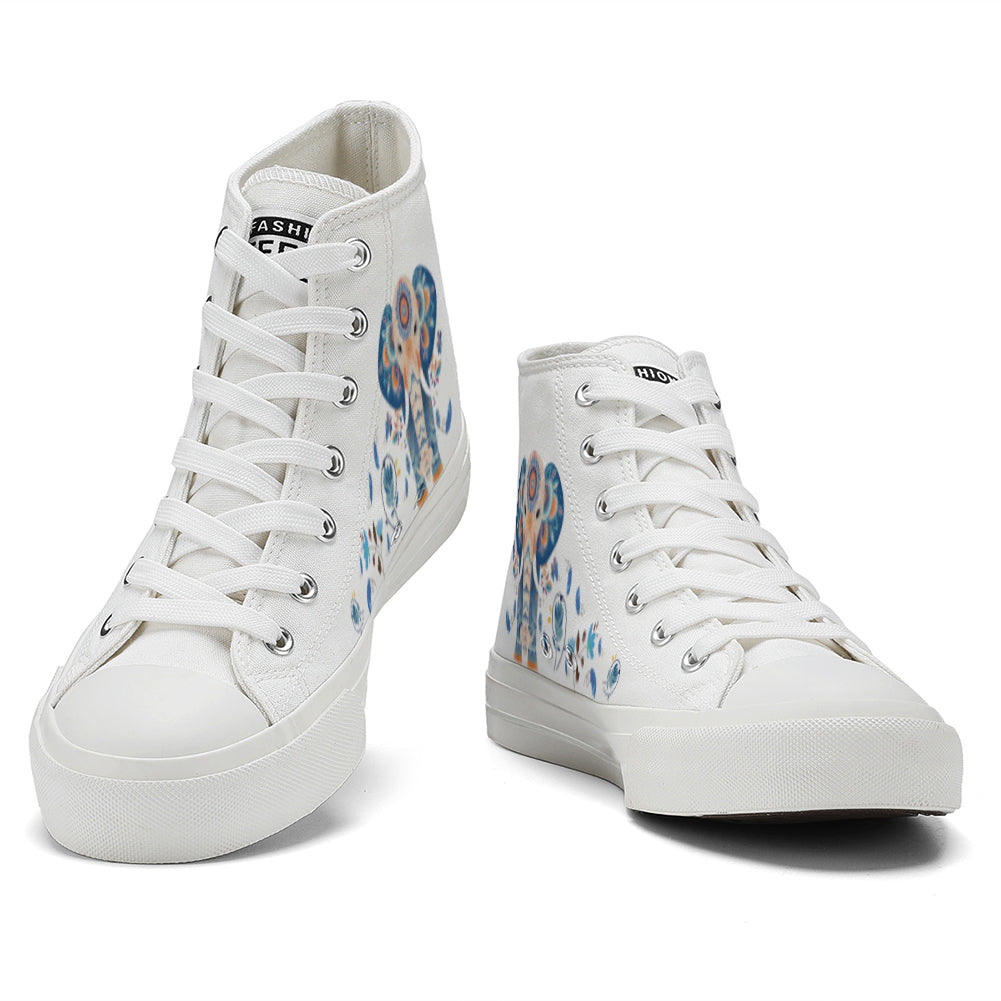 Floral Elephant High Top Canvas Shoes