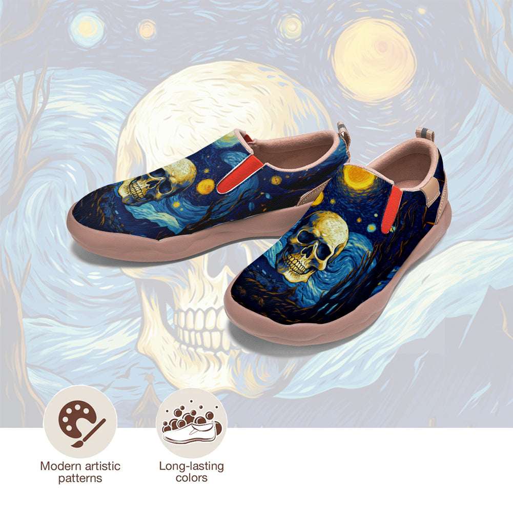 Starry Night Skull Slip On