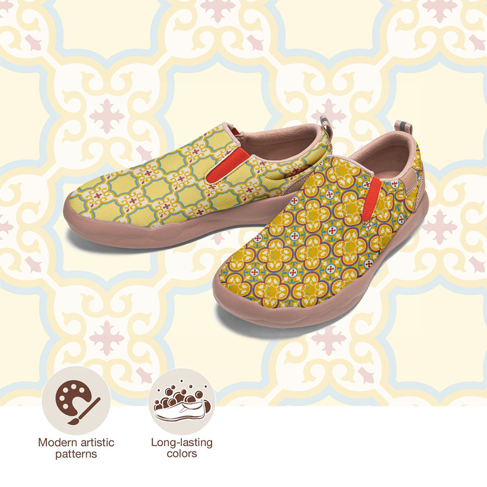 Yellow Tile Pattern Slip On