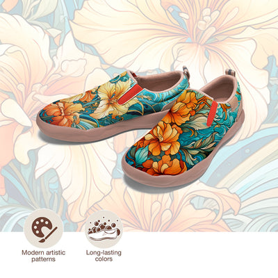 Orange Floral Slip On