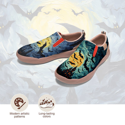 Oil Painting Halloween Bat Slip On