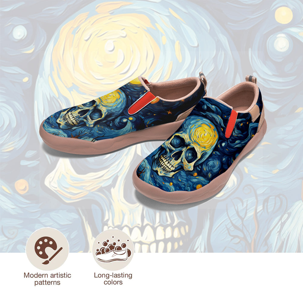 Starry Night Skull Slip On