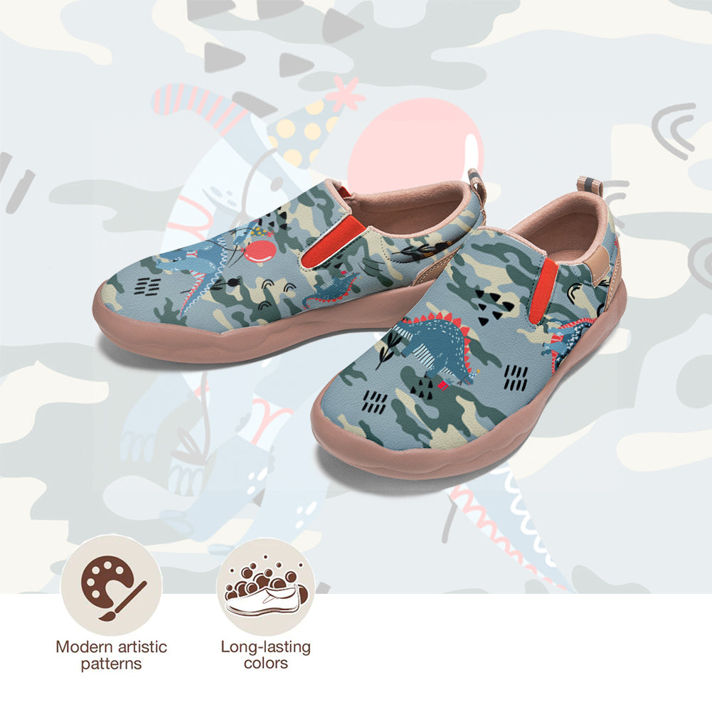 Blue Camouflage Dinosaur Slip On