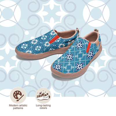 Blue Tile Pattern Slip On