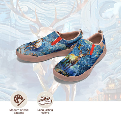 Starry Night Deer Slip On