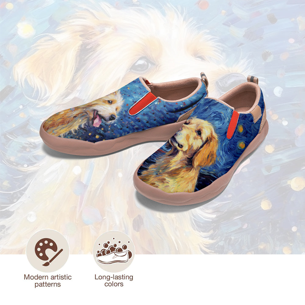 Starry Night Golden Retriever Slip On