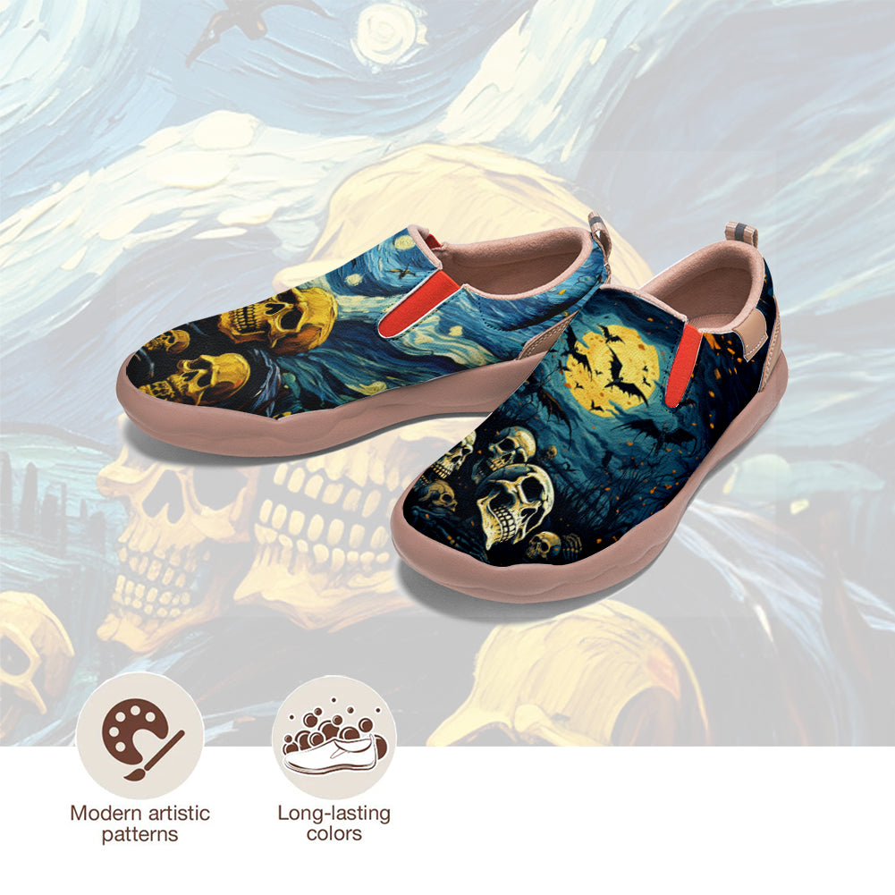 Starry Night Skull Slip On