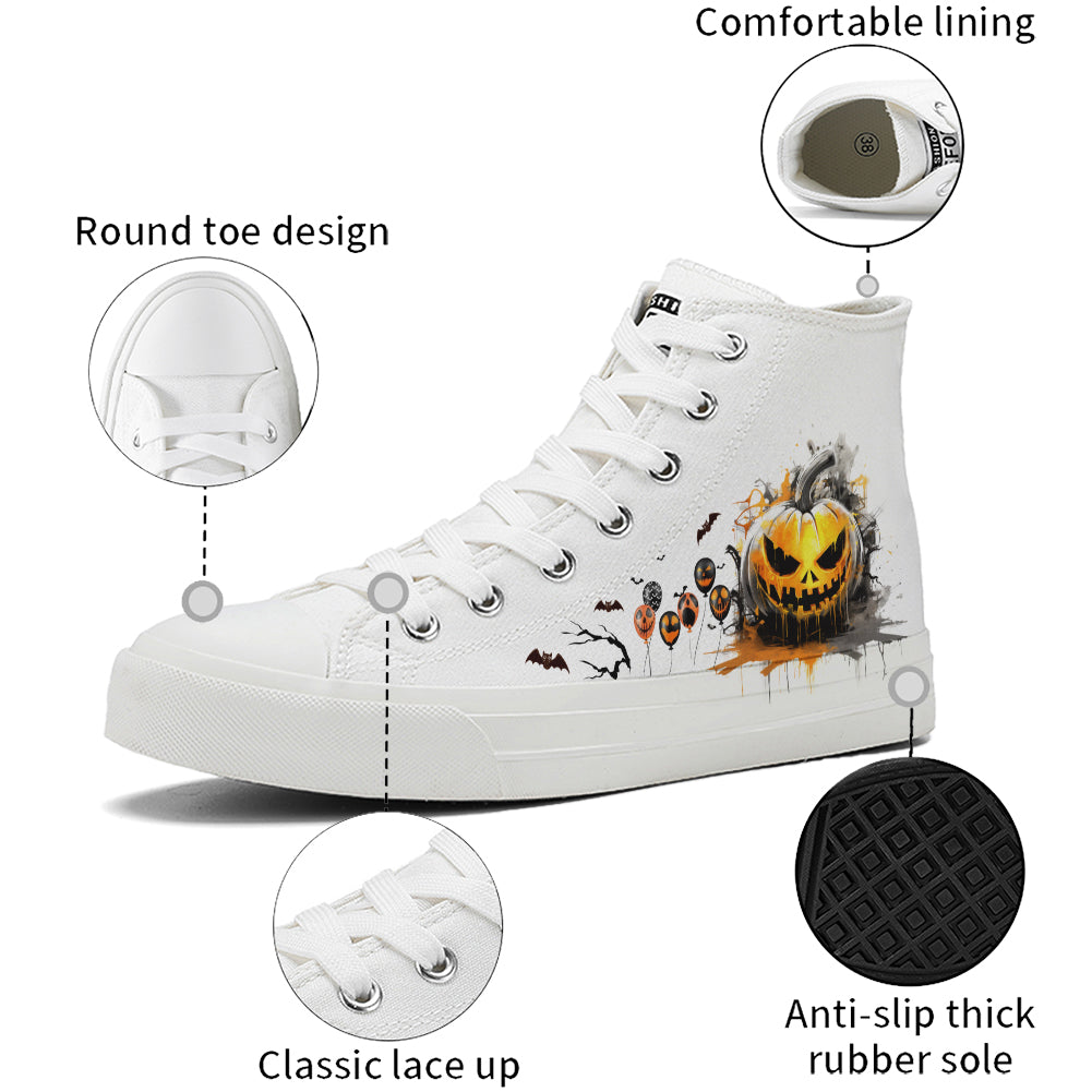 Halloween Pumpkin High Top Canvas Shoes