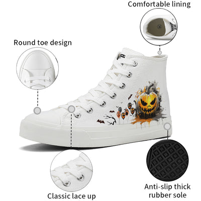 Halloween Pumpkin High Top Canvas Shoes