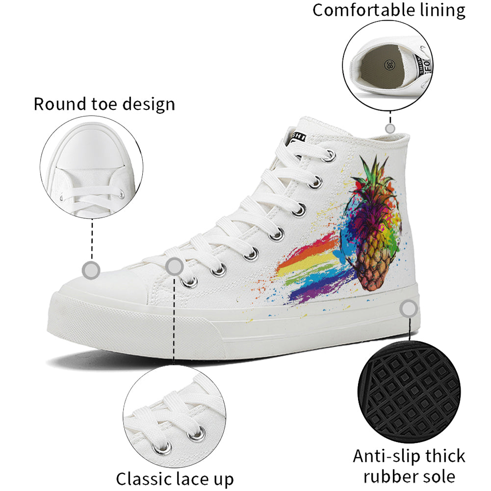 Splatter Pineapple High Top Canvas Shoes