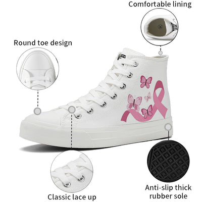 Butterfly Breast Cancer High Top Canvas Shoes