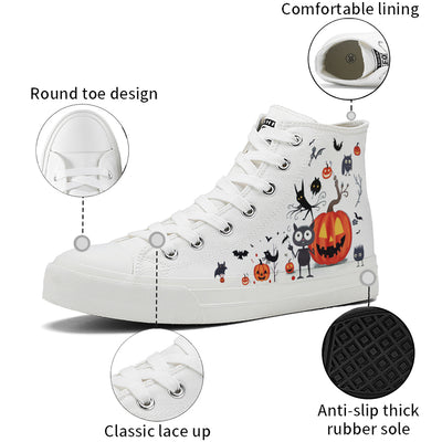 Halloween Pumpkin High Top Canvas Shoes