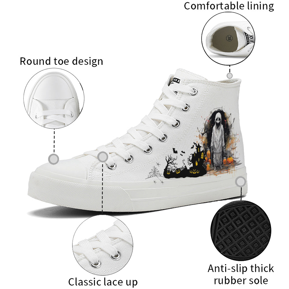 Halloween Skull High Top Canvas Shoes