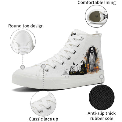 Halloween Skull High Top Canvas Shoes