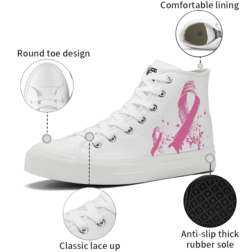 Breast Cancer High Top Canvas Shoes