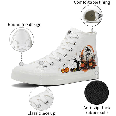 Halloween Skull High Top Canvas Shoes