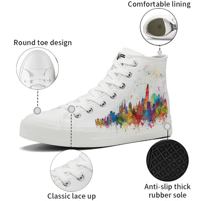 Colorful Splatter City High Top Canvas Shoes