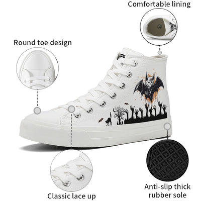 Halloween Bat High Top Canvas Shoes