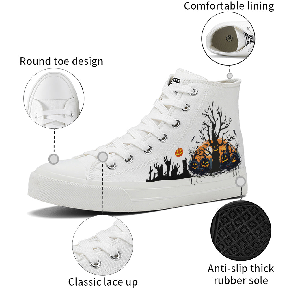 Halloween Pumpkin High Top Canvas Shoes