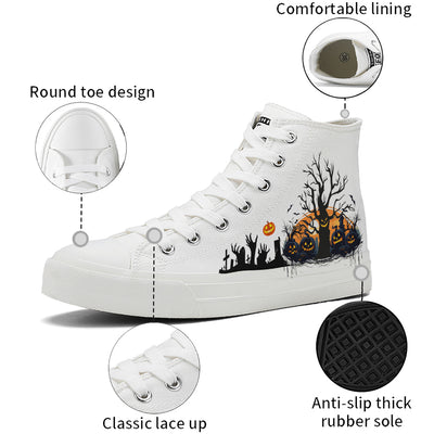 Halloween Pumpkin High Top Canvas Shoes