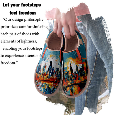 Watercolor Chicago City Slip On