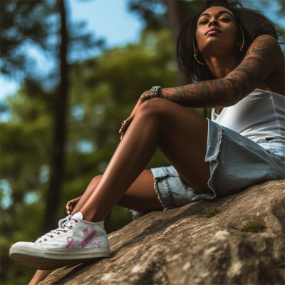 Breast Cancer High Top Canvas Shoes