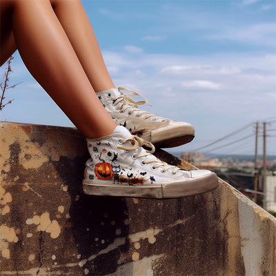 Halloween Pumpkin High Top Canvas Shoes