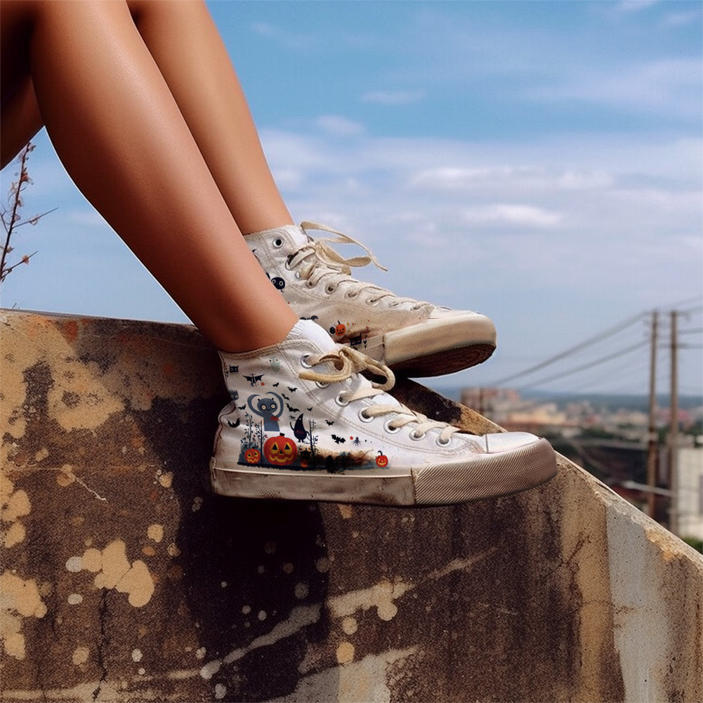 Halloween Pumpkin High Top Canvas Shoes