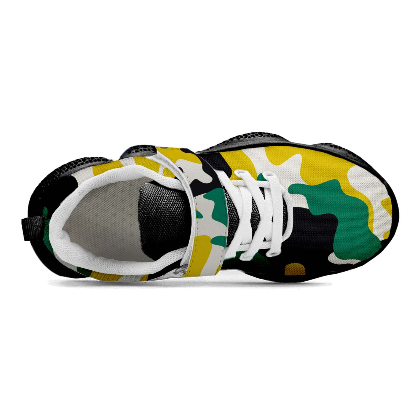 Yellow And Green Camouflage Kids Running Shoes