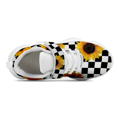 Checkerboard Sunflower Kids Running Shoes