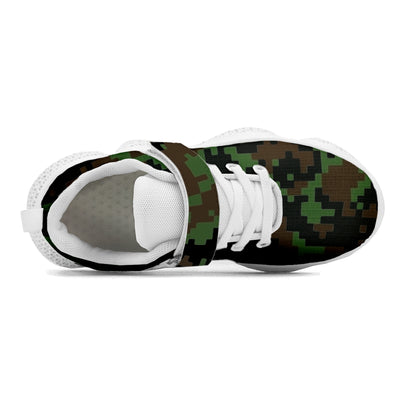 Pixel Green Camouflage Kids Running Shoes