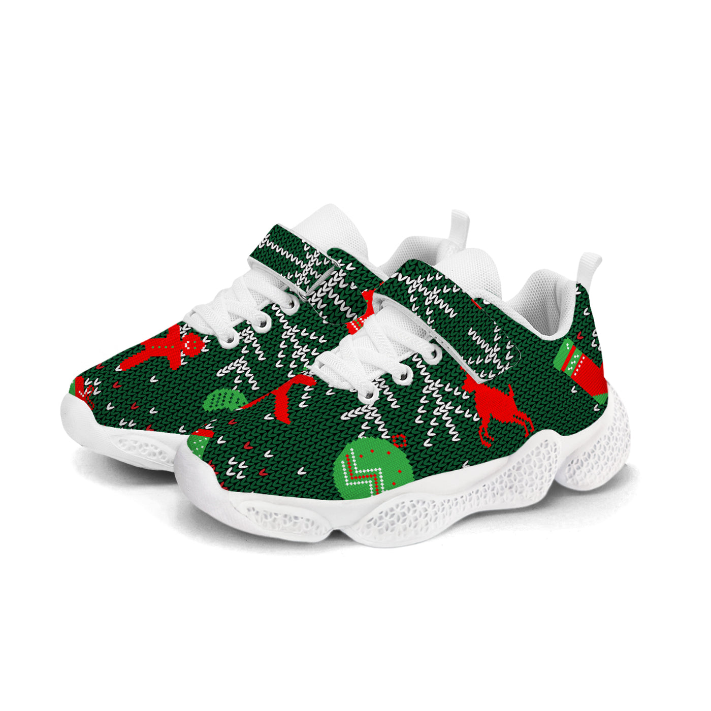 Pixel Christmas Tree Kids Running Shoes