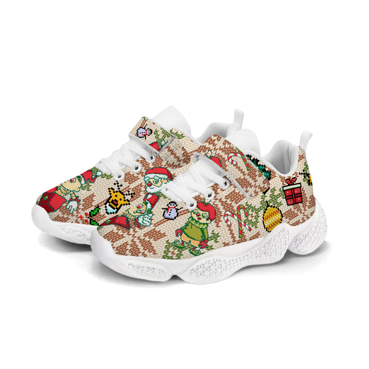 Pixel Christmas Santa Claus Kids Running Shoes