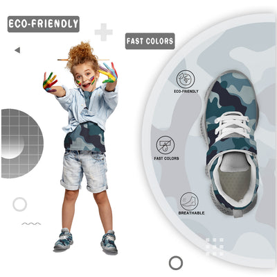 Blue Camouflage Kids Running Shoes