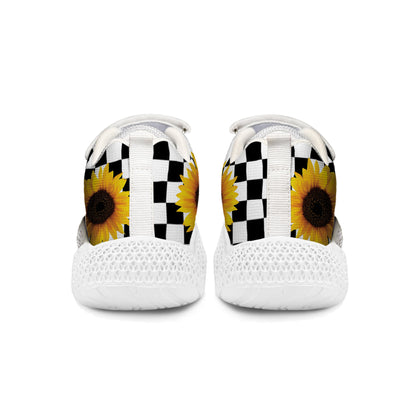 Checkerboard Sunflower Kids Running Shoes