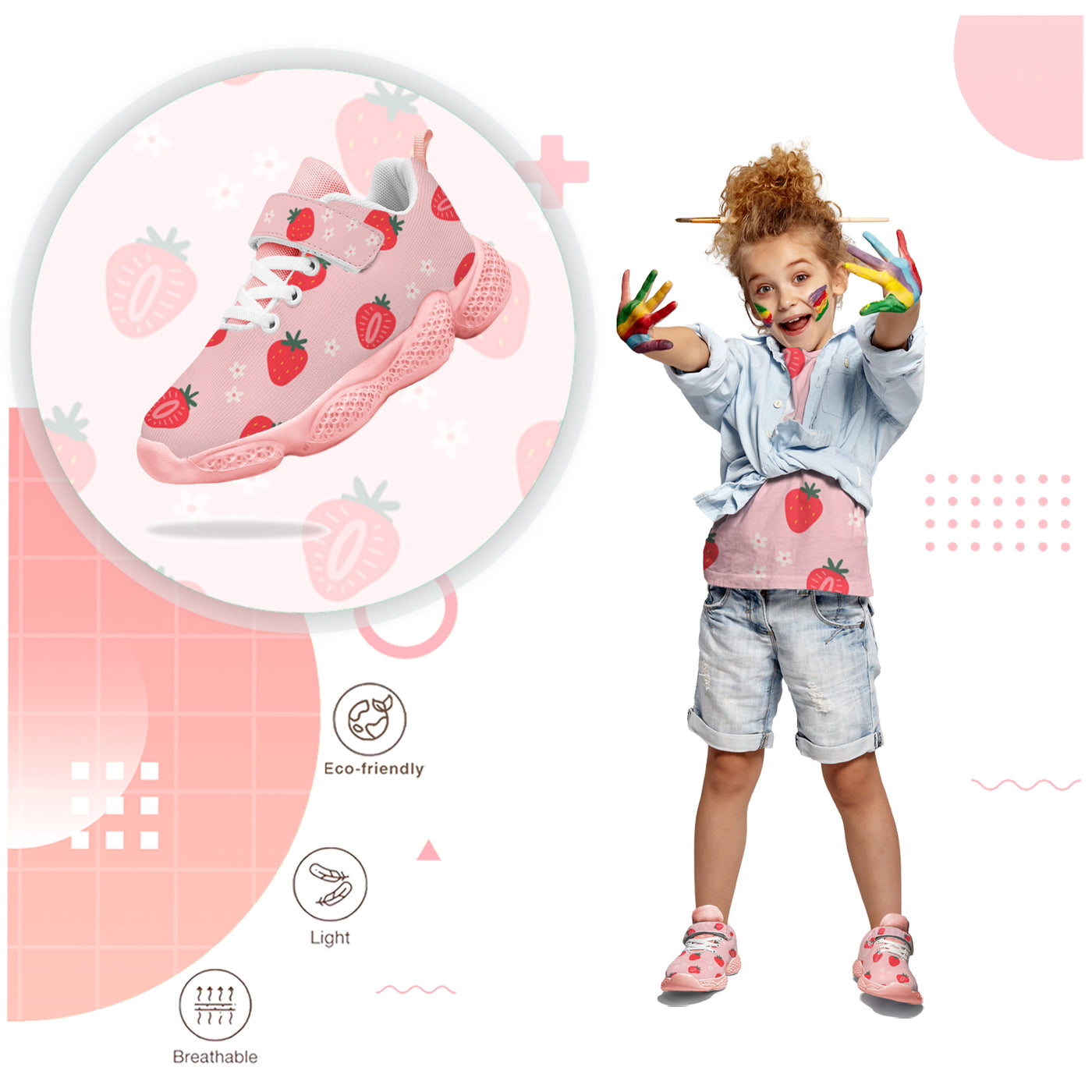 Strawberry Kids Running Shoes